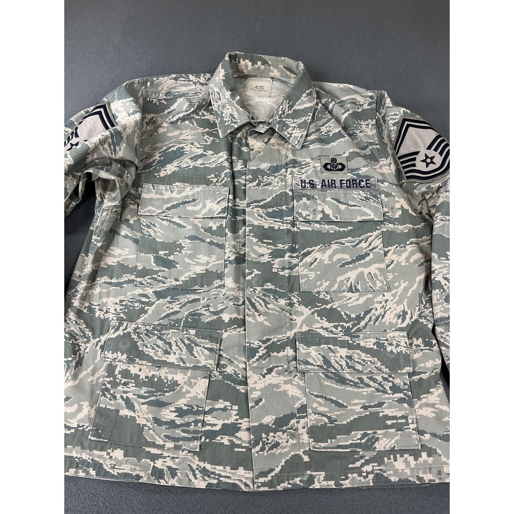 American Apparel Jacket Mens 42s Green Camo Air Force Utility Coat Patches View 5